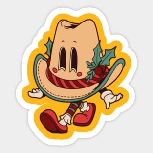 cowboy christmas hat cartoon Sticker